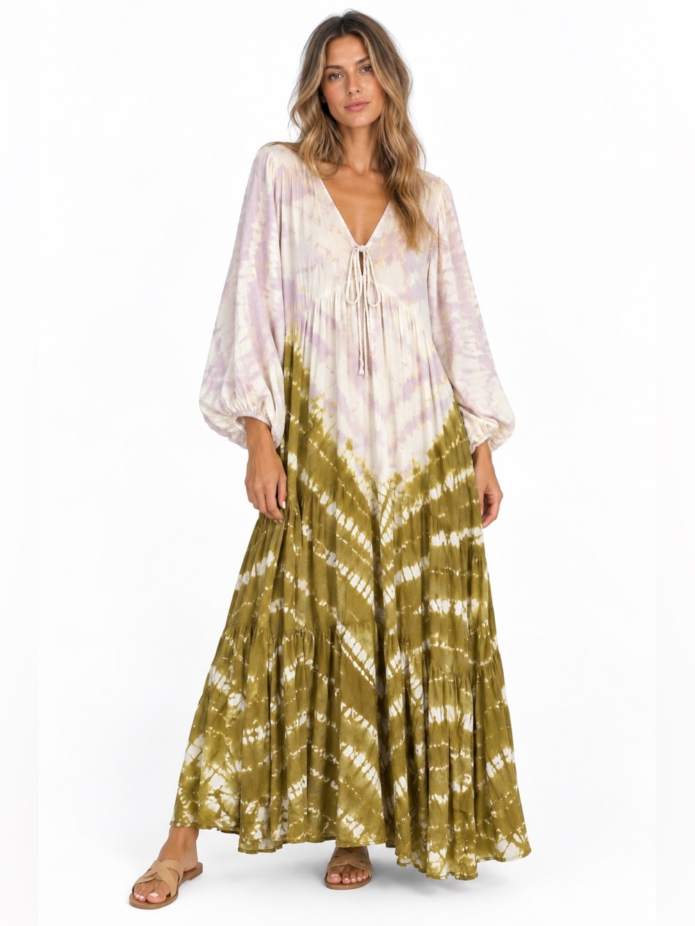 Young Fabulous & Broke Tie Dye Boho Maxi Dress Size S